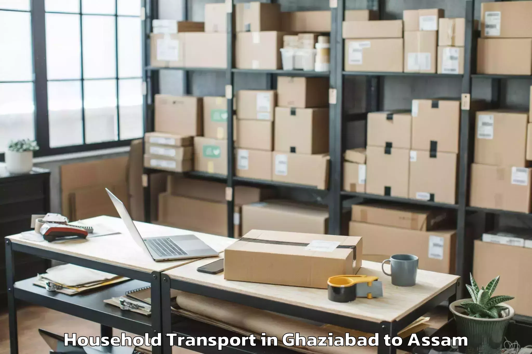 Book Ghaziabad to Salonibari Airport Tez Household Transport Online